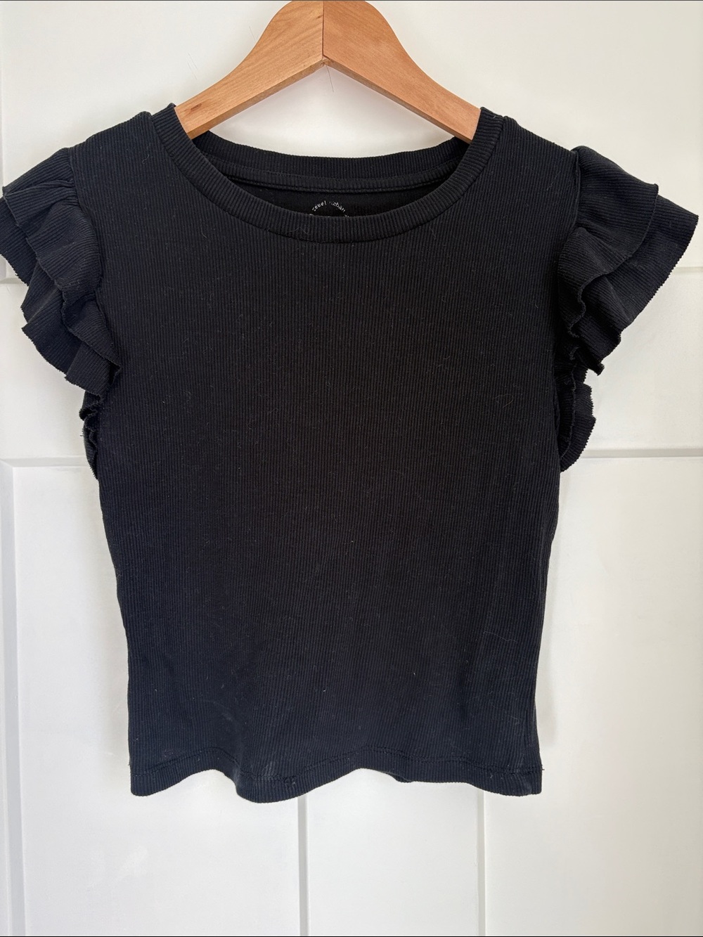 Women’s Black Ruffled Sleeve Top